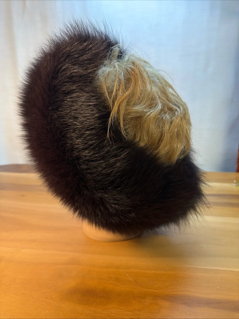 NEW Elegant Winter Women Headband Dark Brown Canadian Fox‎ Fur Sz Adjustable